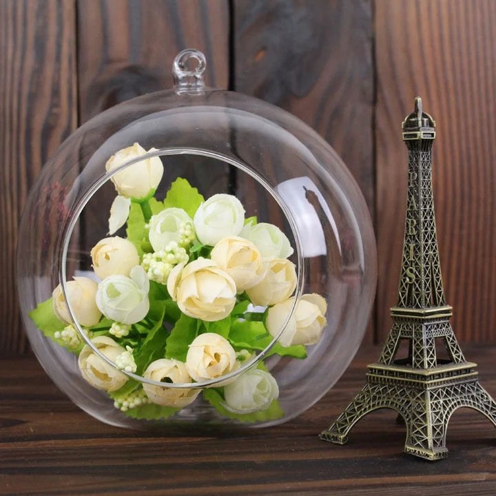 Norvo Glass Ball Vase Flower Plant Potted Creative Glass Container Home Office Decoration Home Table Decor Room Glass Vases