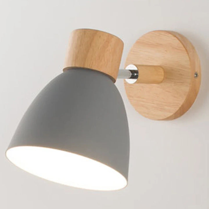 Norvo | LumoNord Macaron Vegglampe | Tre & Metall | 90° Svingbart Lyskildehode | Skandinavisk Design | E27 Sokkel (uten pære)