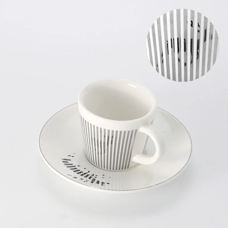Norvo | Kreativ dynamisk SLR kopp Leopard anamorfisk zebra kopp Luycho kaffe te kopp sett med underlag 90ml-225ml