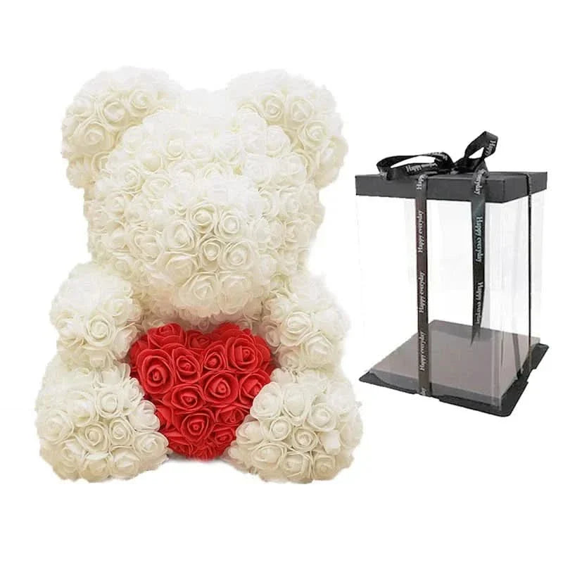 Norvo | Rose Teddy Bear with Handmade Foam Roses – 40cm