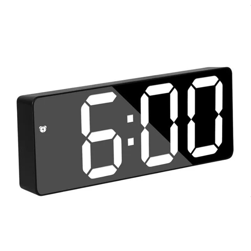 Norvo | Akryl/Speil Digital Vekkerklokke - Talekontroll, batteridrevet bordklokke med slumrefunksjon & nattmodus - 12/24H LED Elektroniske Klokker