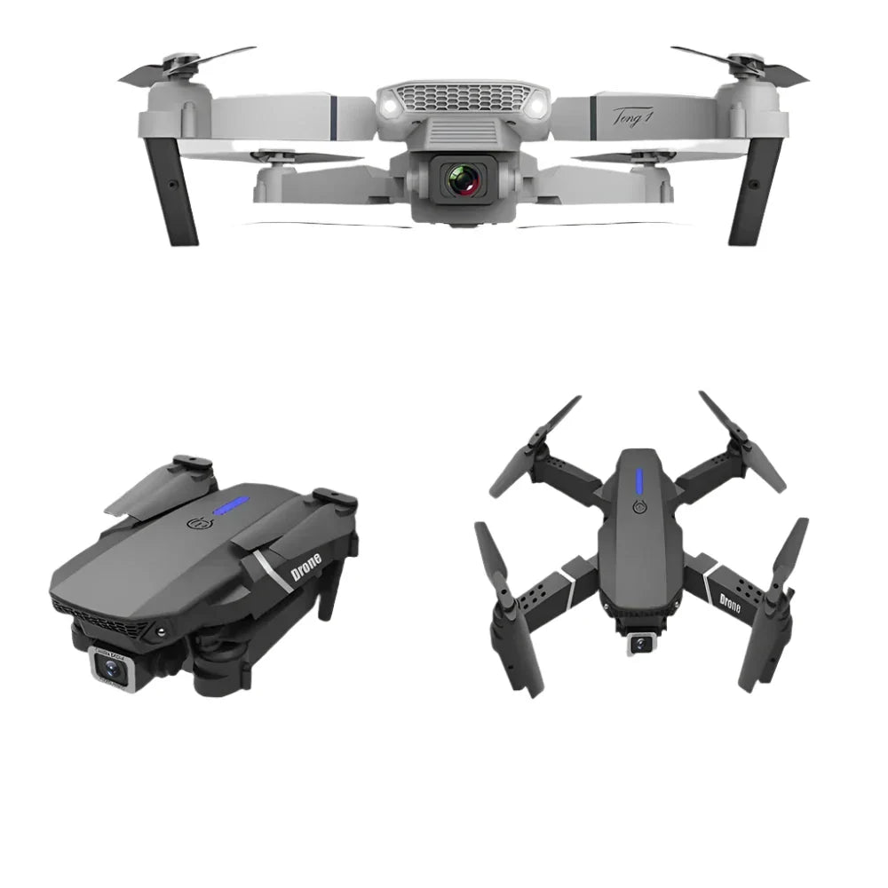 Norvo- E88 Pro Drone 4k HD Dobbel Kamera RC VR 3D Lang Batterilevetid Flygebane FPV Mini Drone