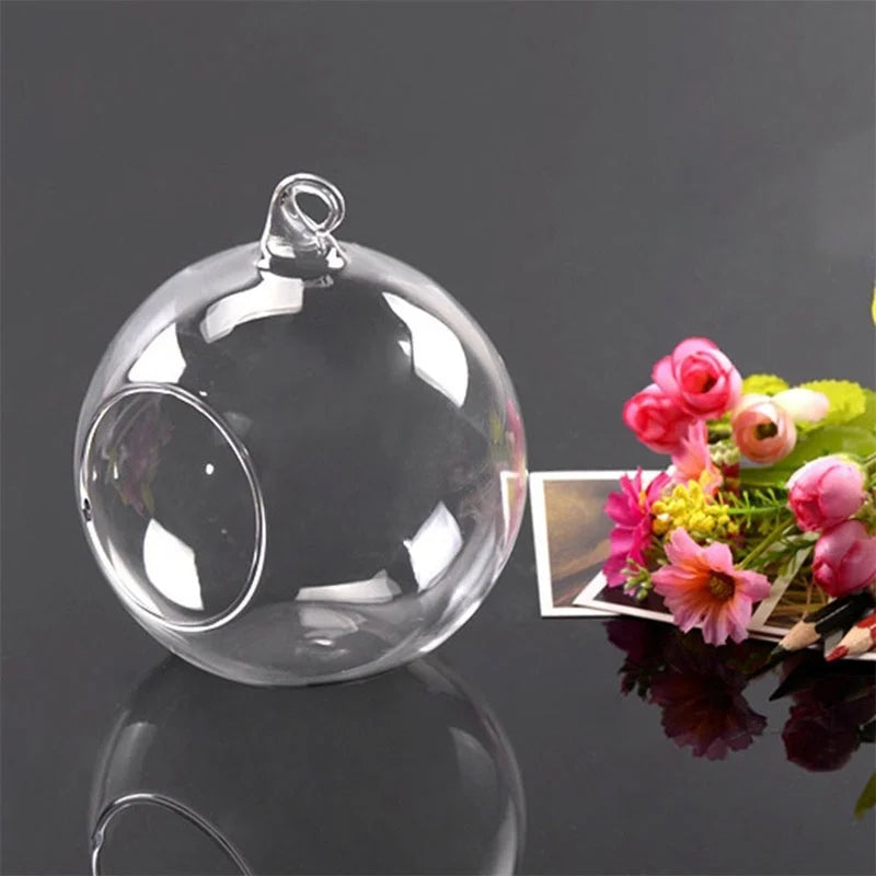 Norvo Glass Ball Vase Flower Plant Potted Creative Glass Container Home Office Decoration Home Table Decor Room Glass Vases