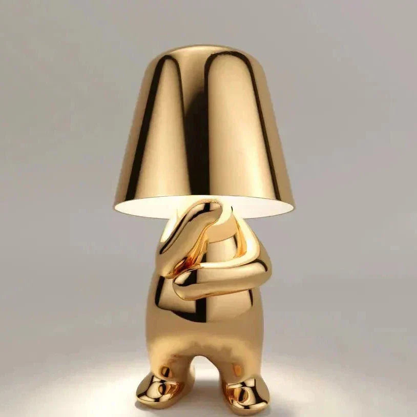 Norvo | Golden Man LED Tenke Bordlampe – Leken Nattbordlampe for Soverom & Dekor