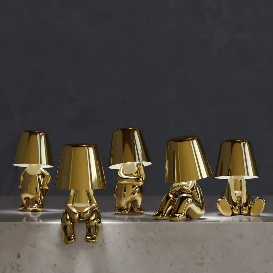 Norvo | Golden Man LED Tenke Bordlampe – Leken Nattbordlampe for Soverom & Dekor