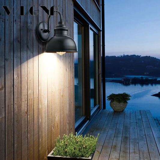 Norvo | Vanntett Retro Utendørs Hage Veranda Vegglampe: Vintage Jern Vegglampe for Korridor, Trapp, Gårdsplass, Balkong, Villa