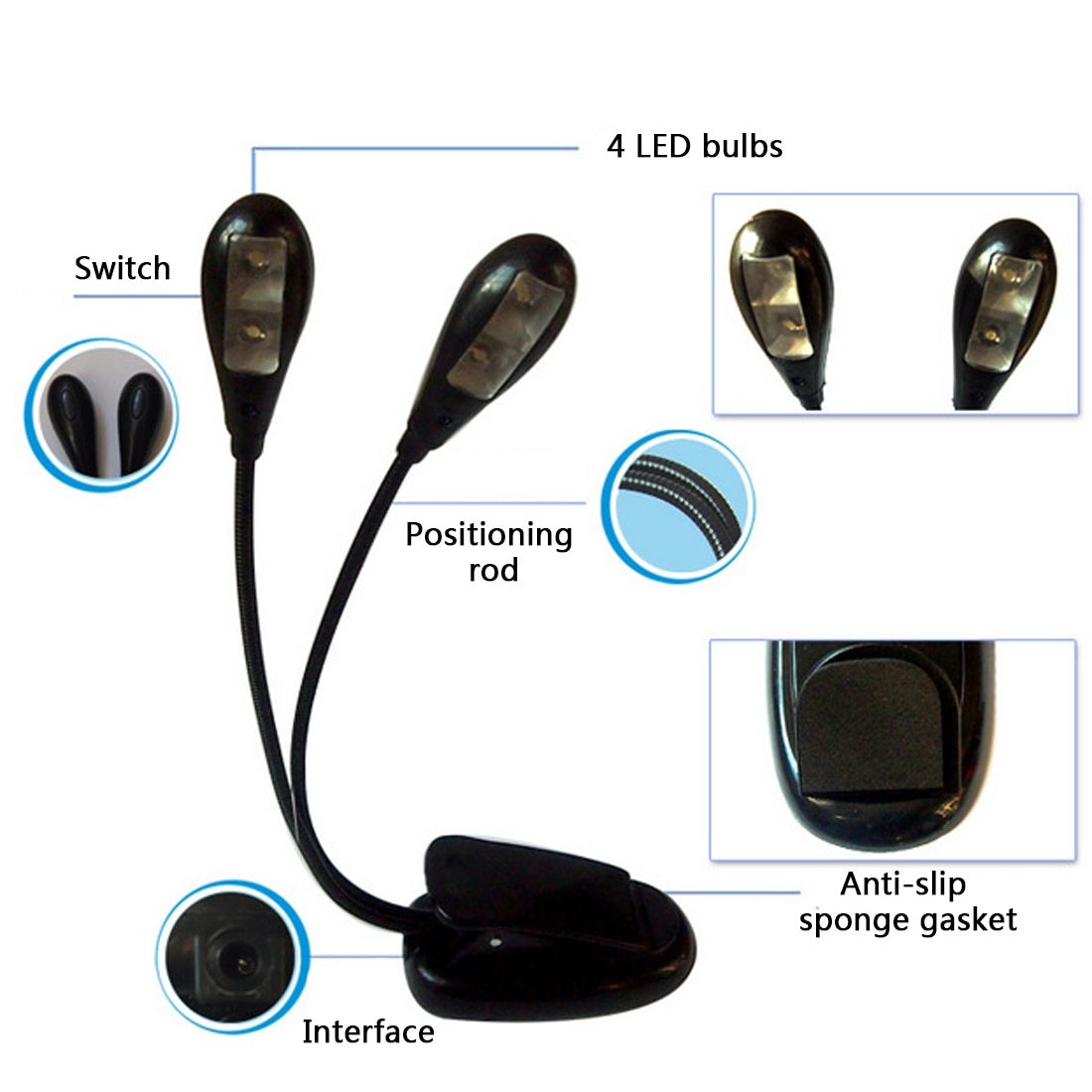 Norvo | Musikkstativlys - Klem på musikkstativlys