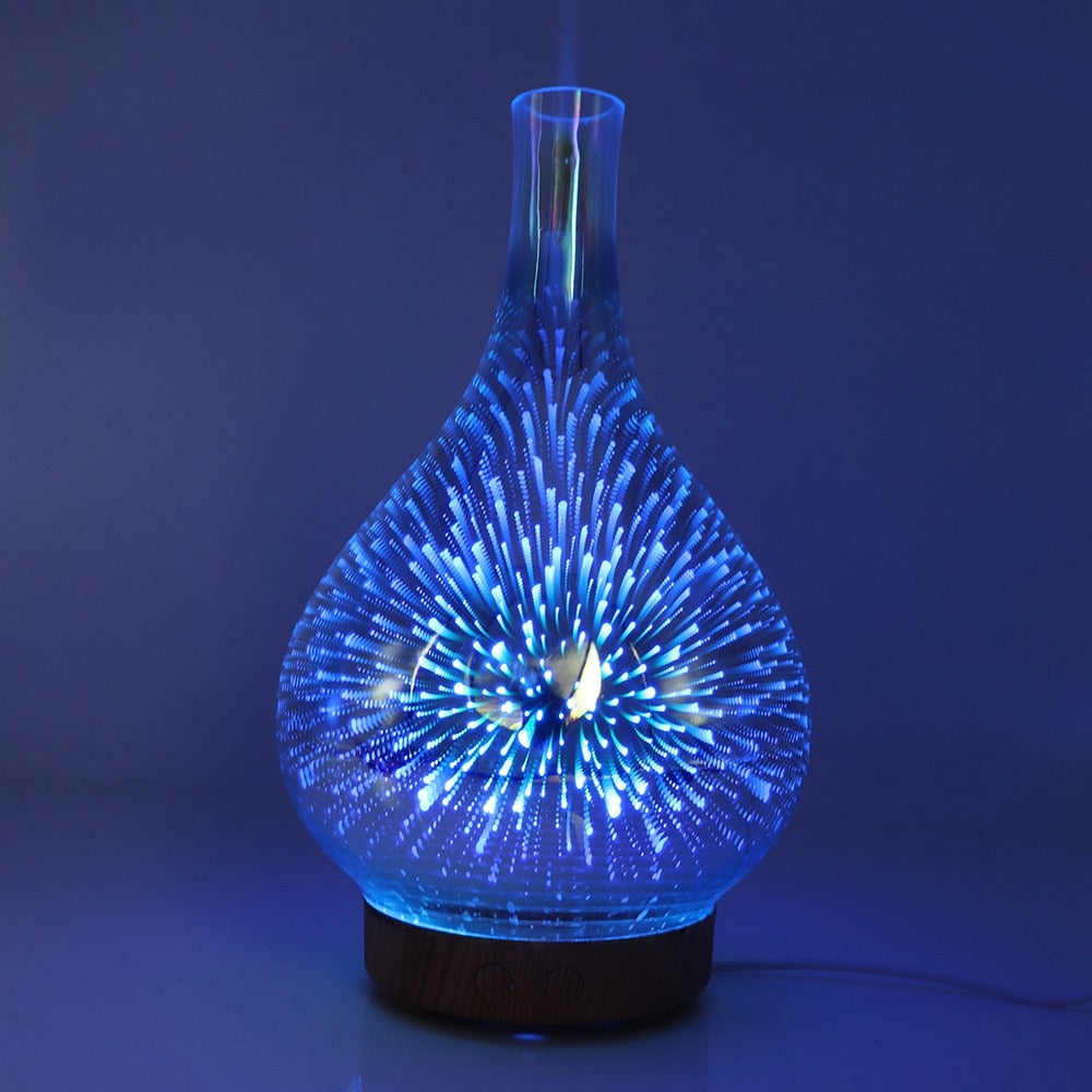 Norvo | AromaBurst 3D Glass Essensielle Olje Diffuser med LED Lys