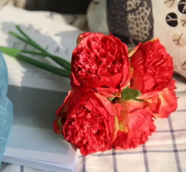 Norvo | Stor Peony Silke Blomsterbukett Sett