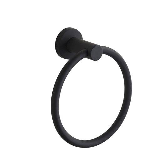 Norvo | Håndkleholder laget av 304 rustfritt stål i krom, Rundt enkelt design, Svart, Europeisk baderoms tilbehør, Rustfritt