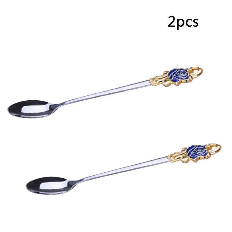 Norvo | Håndlagde emaljekopper Rose-Glass tekrus med stålskje Luksus unike gaver til bryllup, Valentinsdag, bursdagsgaver