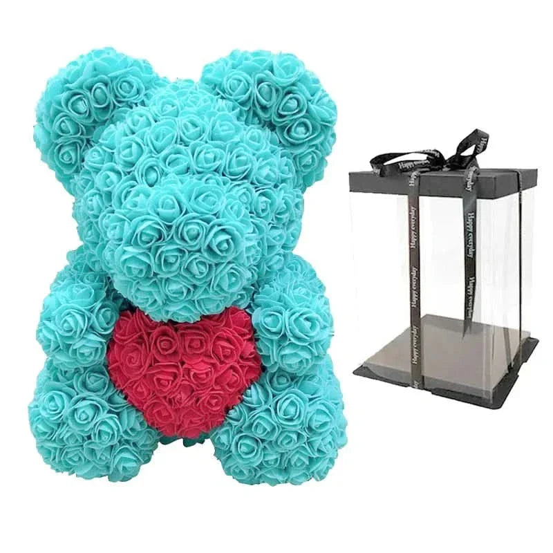 Norvo | Rose Teddy Bear with Handmade Foam Roses – 40cm
