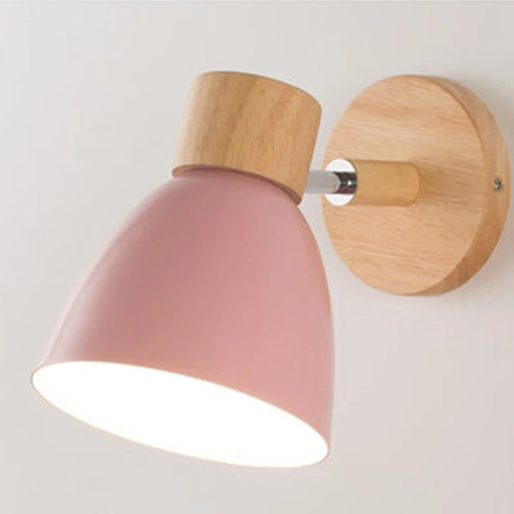 Norvo | LumoNord Macaron Vegglampe | Tre & Metall | 90° Svingbart Lyskildehode | Skandinavisk Design | E27 Sokkel (uten pære)
