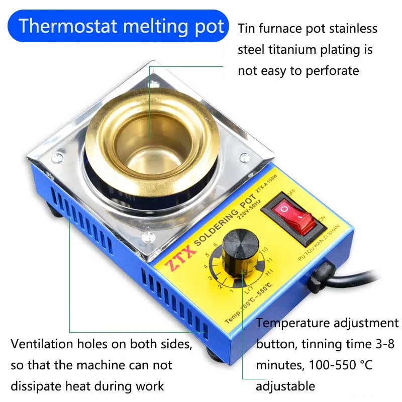 Norvo | Justerbar temperatur tinn smelteovn komfyr gryte - 220V, 150/160W - Essensielle verktøy med EU-kontakt for ulike smel behov