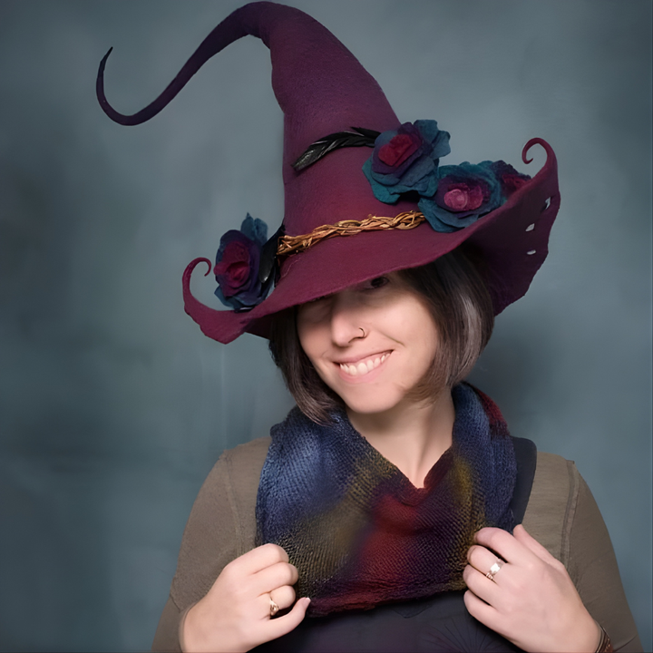 Norvo | Halloween Costume Felt Witch Hat Handmade Merino Wool Party Accessory