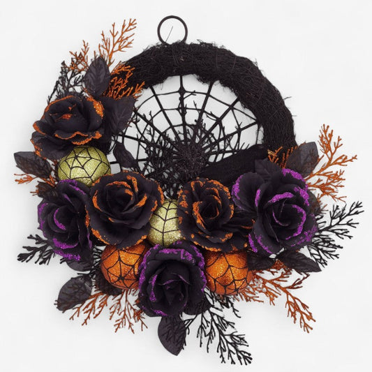 Norvo | Edderkoppnett Halloween Krans – Dekorativ Innendørs Krans for Dører og Vegger