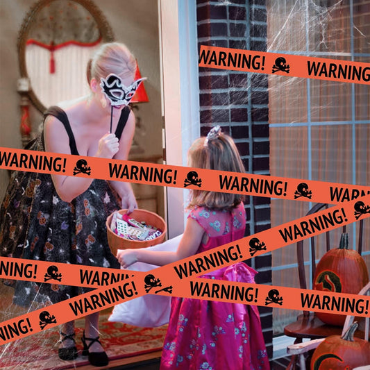 Norvo | Spooky Halloween Hodeskalle Banner – Plast Advarsel Tape Dekorasjon