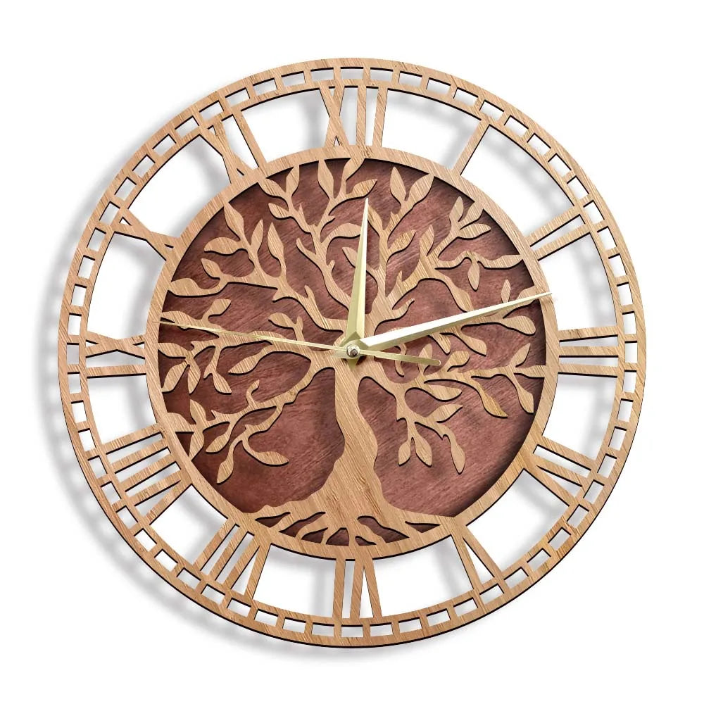Norvo | WoodArt | Rustikk veggklokke laget av tre i vintage stil