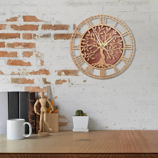 Norvo | WoodArt | Rustikk veggklokke laget av tre i vintage stil