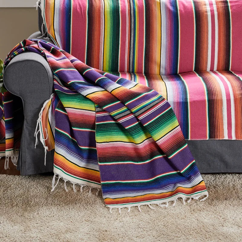 Norvo | Boho Vibrant Mexicansk Serape Teppe