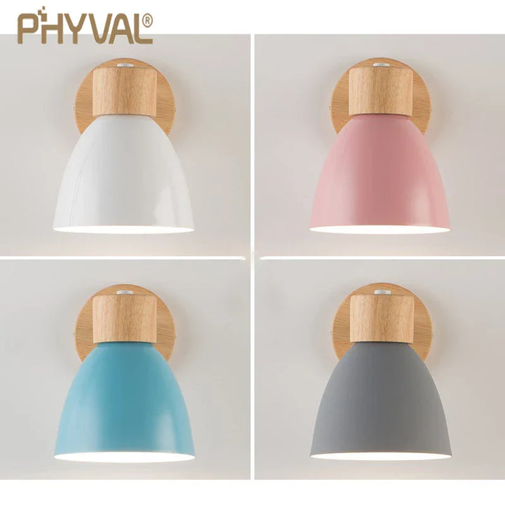 Norvo | LumoNord Macaron Vegglampe | Tre & Metall | 90° Svingbart Lyskildehode | Skandinavisk Design | E27 Sokkel (uten pære)