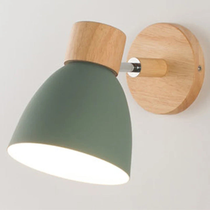 Norvo | LumoNord Macaron Vegglampe | Tre & Metall | 90° Svingbart Lyskildehode | Skandinavisk Design | E27 Sokkel (uten pære)