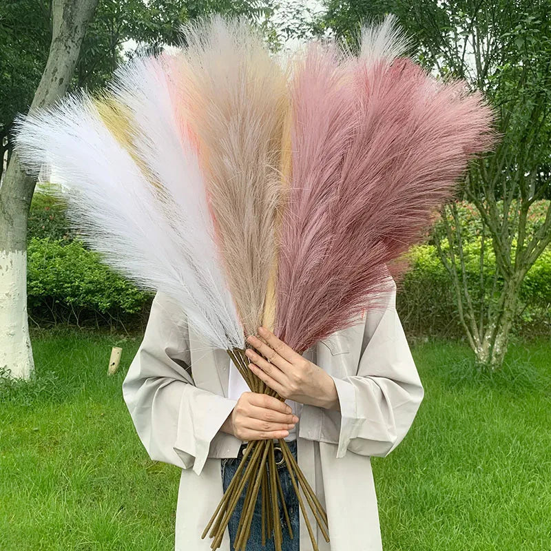 Norvo | 5 stykker 100 cm Kunstig Pampasgress Tørket Blomsterbukett Bryllup Fest Dekorasjon Hjem Rom DIY Kunstige Planter Dekorasjonsmateriell