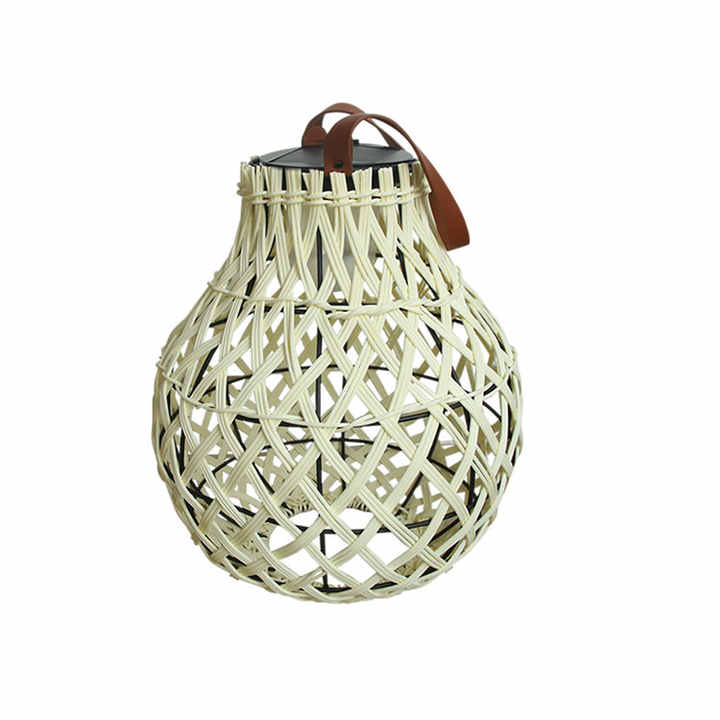 Norvo | Solr LED Rattanlampe – Stor utendørs belysning i oval design for hage og terrasse