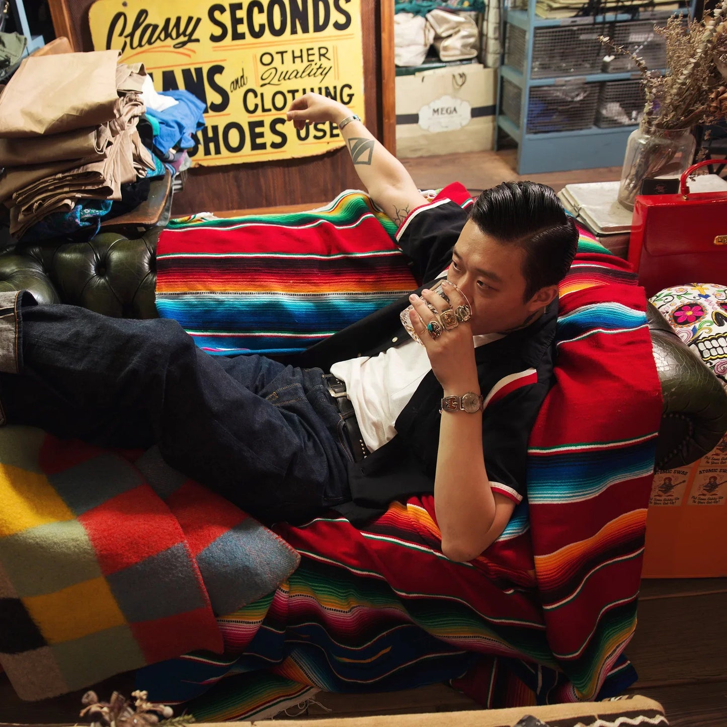 Norvo | Boho Vibrant Mexicansk Serape Teppe