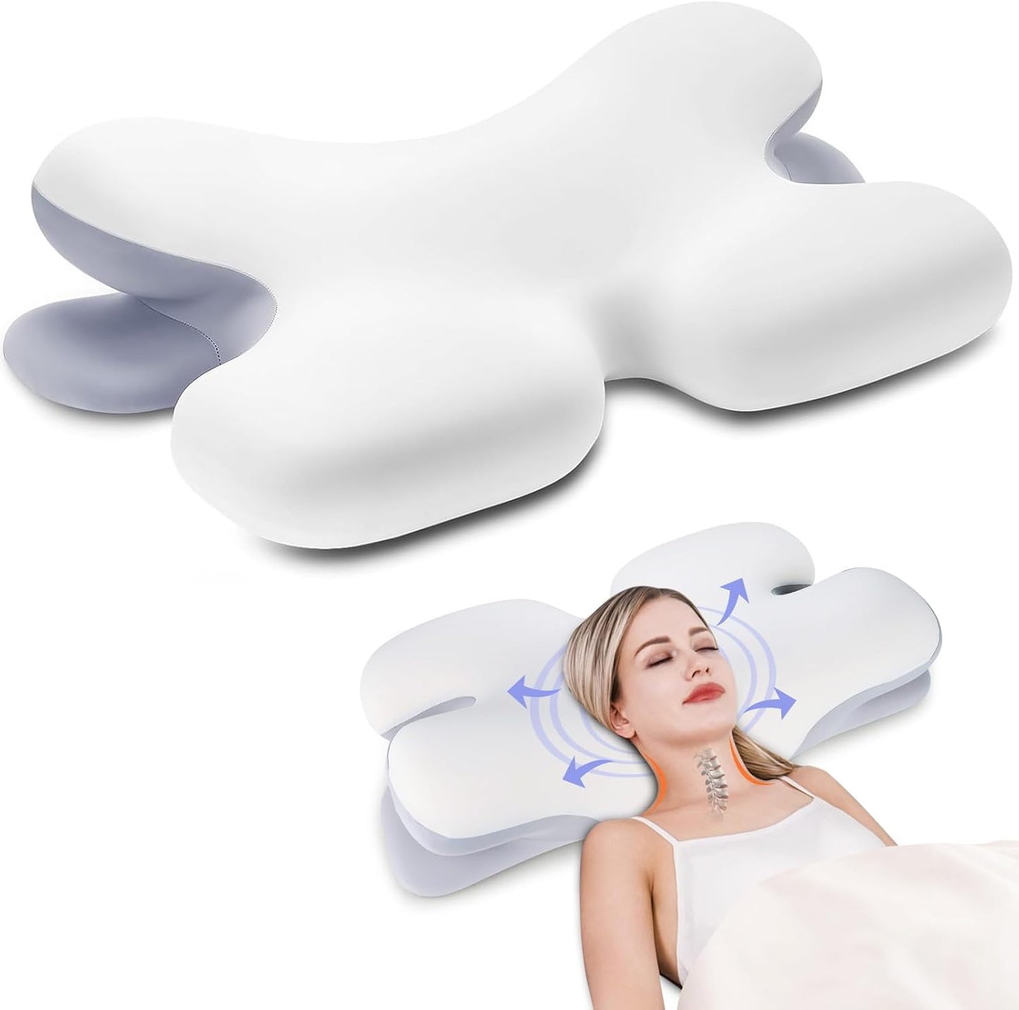 Norvo | Ergonomisk Cervical Pillow | Memory Foam, Nakkestøtte & Ideell for Rolig Søvn