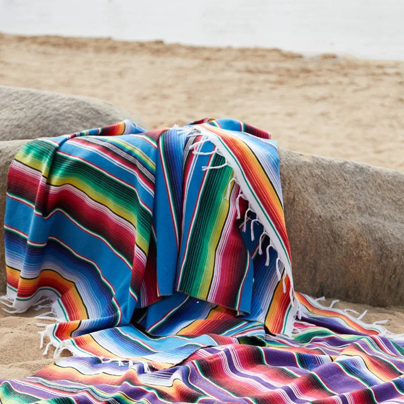 Norvo | Boho Vibrant Mexicansk Serape Teppe