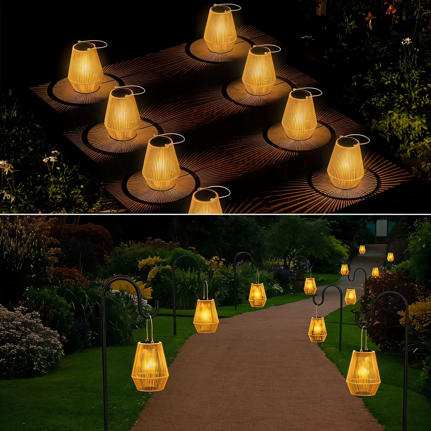 Norvo | Luminara Naturlig Lys Solbambuslampe | Håndvevd & Værbestandig | 12 timer. Lysvarighet | Naturlig Design