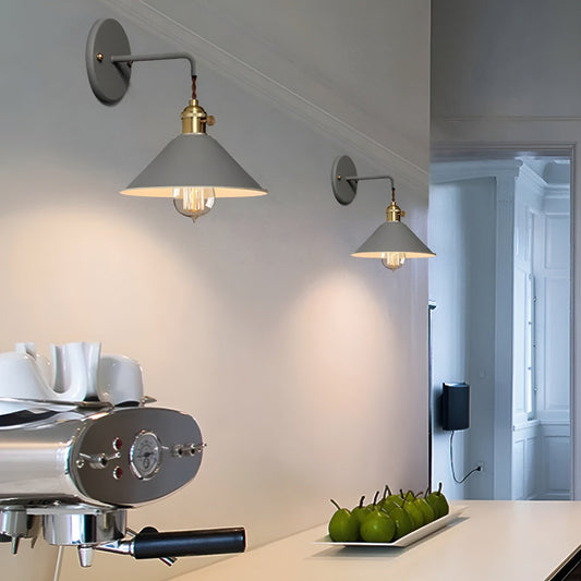 Norvo | Retro Vintage Vegglampe - Vintage-inspirert Kjegle Metall Vegglampe