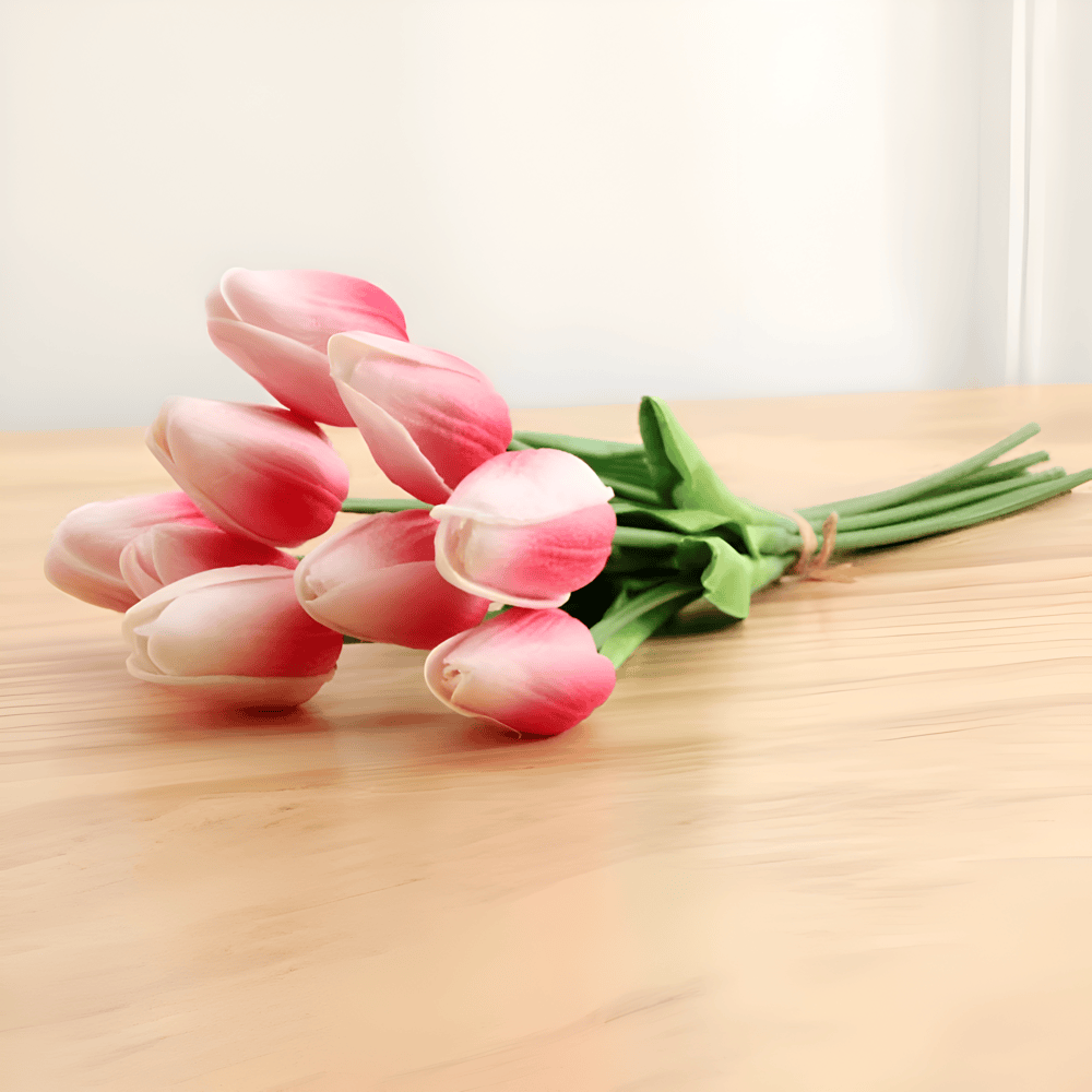 Norvo | Sett med 6 realistiske kunstige tulipanbuketter for hjem, hage og festdekorasjon