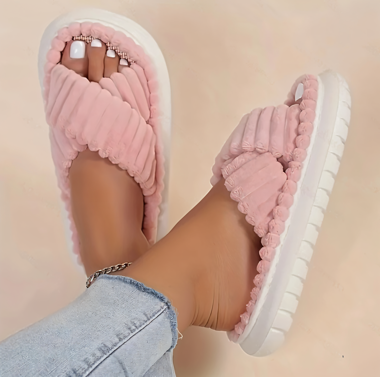 Norvo | Sofie - Plush Lined Slippers with Cross Band