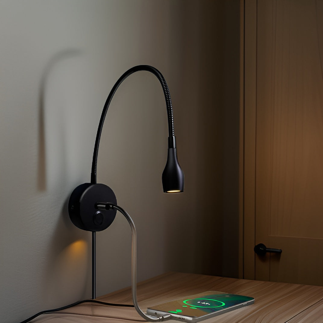 Norvo | TouchGlow - 2-i-1-Swan-neck vegglampe med USB-lader for koselige lese kvelder