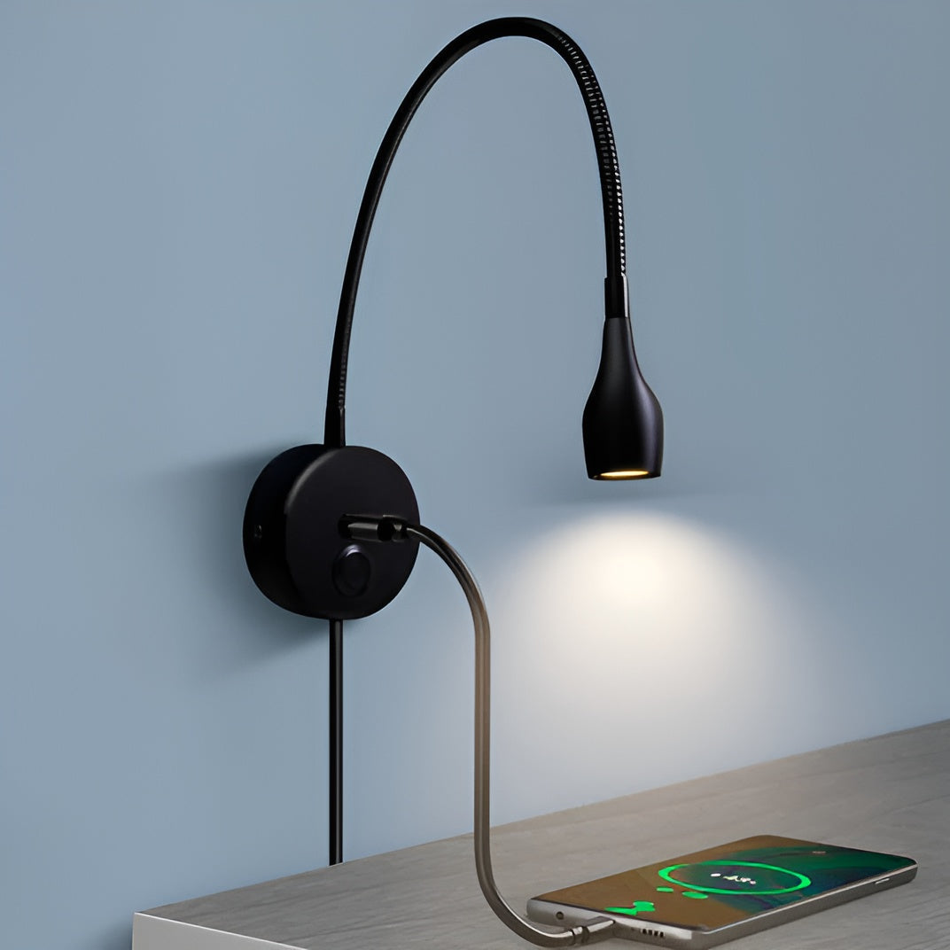 Norvo | TouchGlow - 2-i-1-Swan-neck vegglampe med USB-lader for koselige lese kvelder