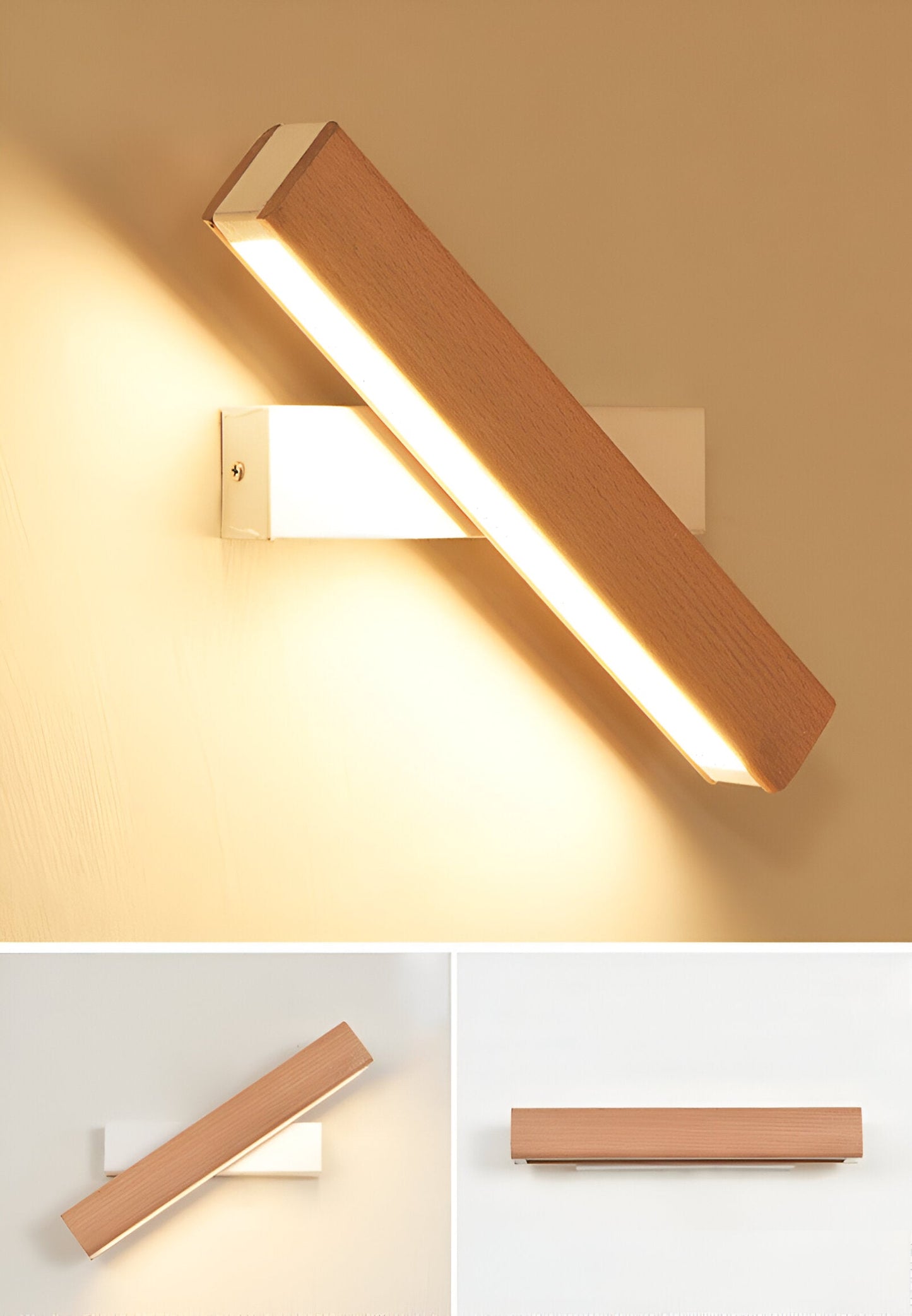 Norvo | TwistLED Vegglampe - 360° roterbar rektangulær LED vegglampe laget av tre