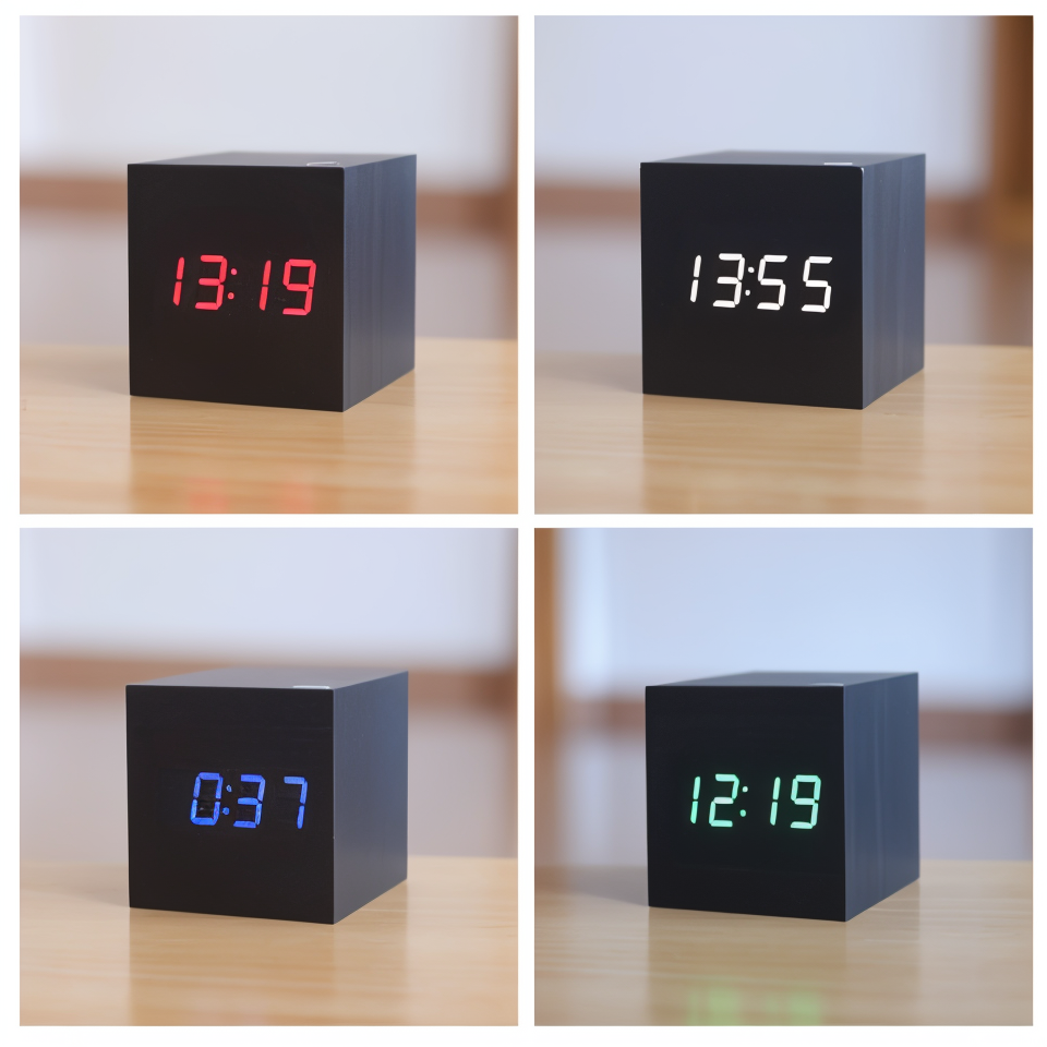 Norvo | Digital LED Klokke - Kubeklokke - Treklokke