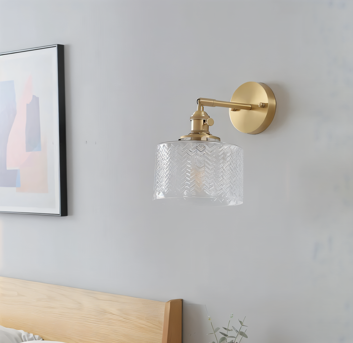 Norvo | Justerbar LED Vegglampe i Ribbete Glass i Skandinavisk Design
