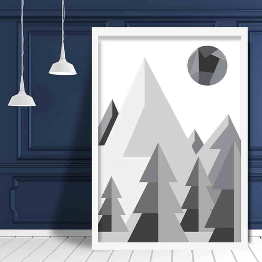 Norvo | Geometrisk Poly Svart Og Grå Skog Plakat