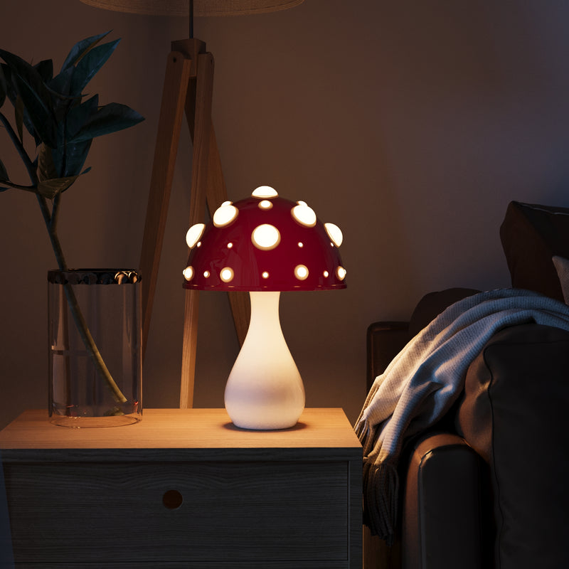 Norvo | LumiFungi – Luksus LED Bordlampe med Stemningsfylt Sopdesign og Dimbar Lys