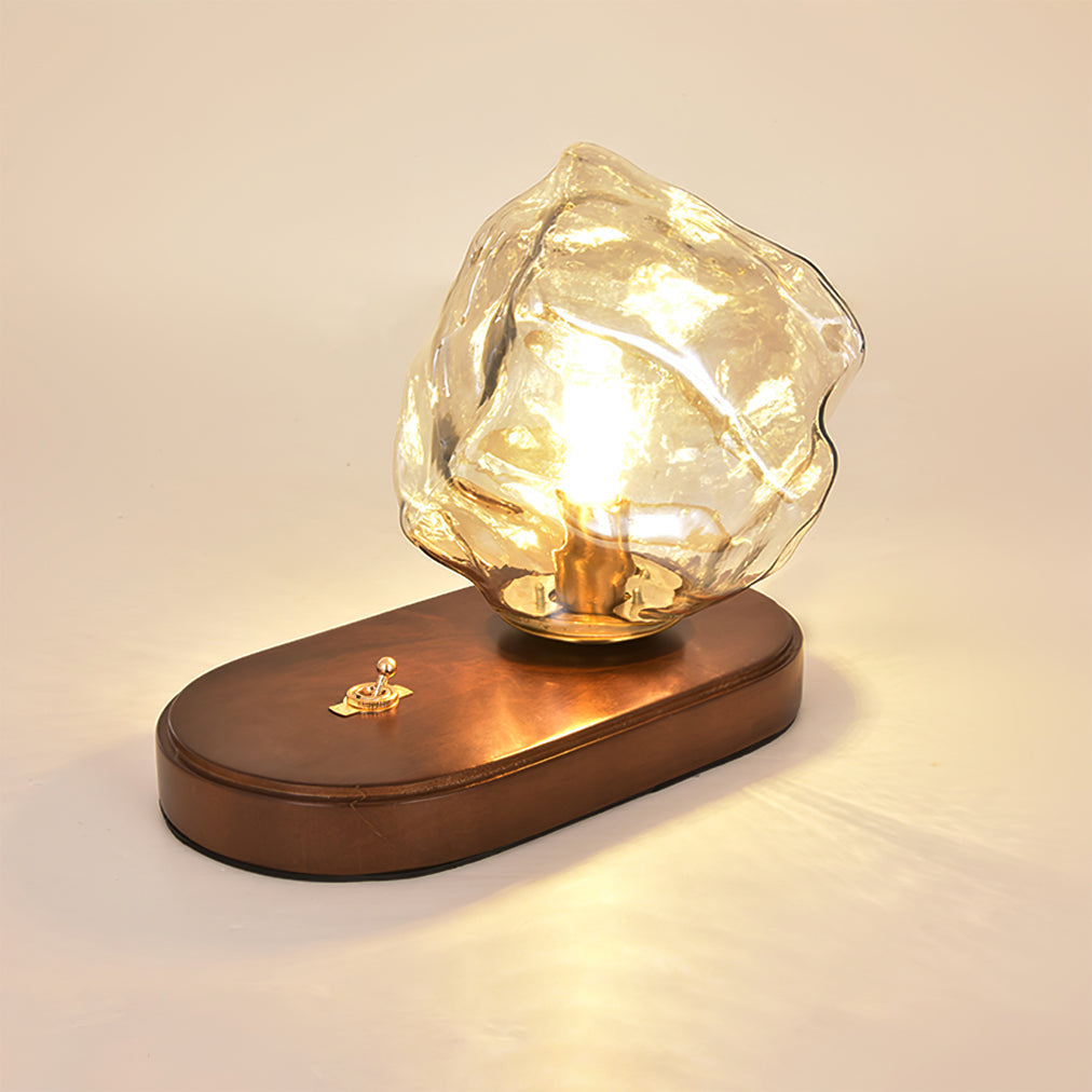Norvo | RusticLume – Amber Glass og Tre Bordlampe