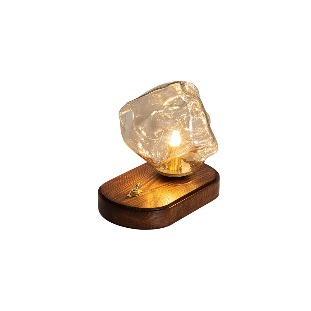 Norvo | RusticLume – Amber Glass og Tre Bordlampe