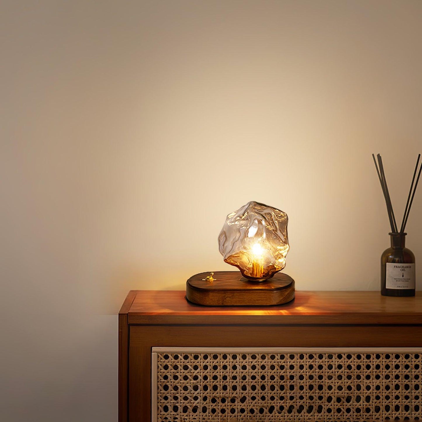 Norvo | Glass Block Table Lamp | Modern Design with Clear Glass | Ideal for Living Room & Bedroom Lighting