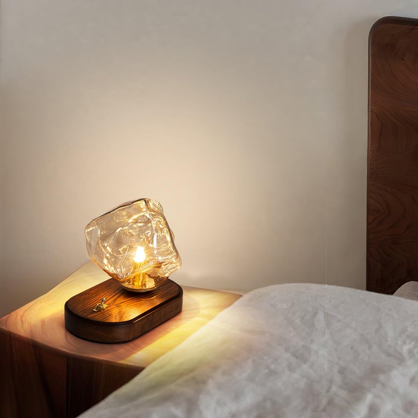 Norvo | Glass Block Table Lamp | Modern Design with Clear Glass | Ideal for Living Room & Bedroom Lighting