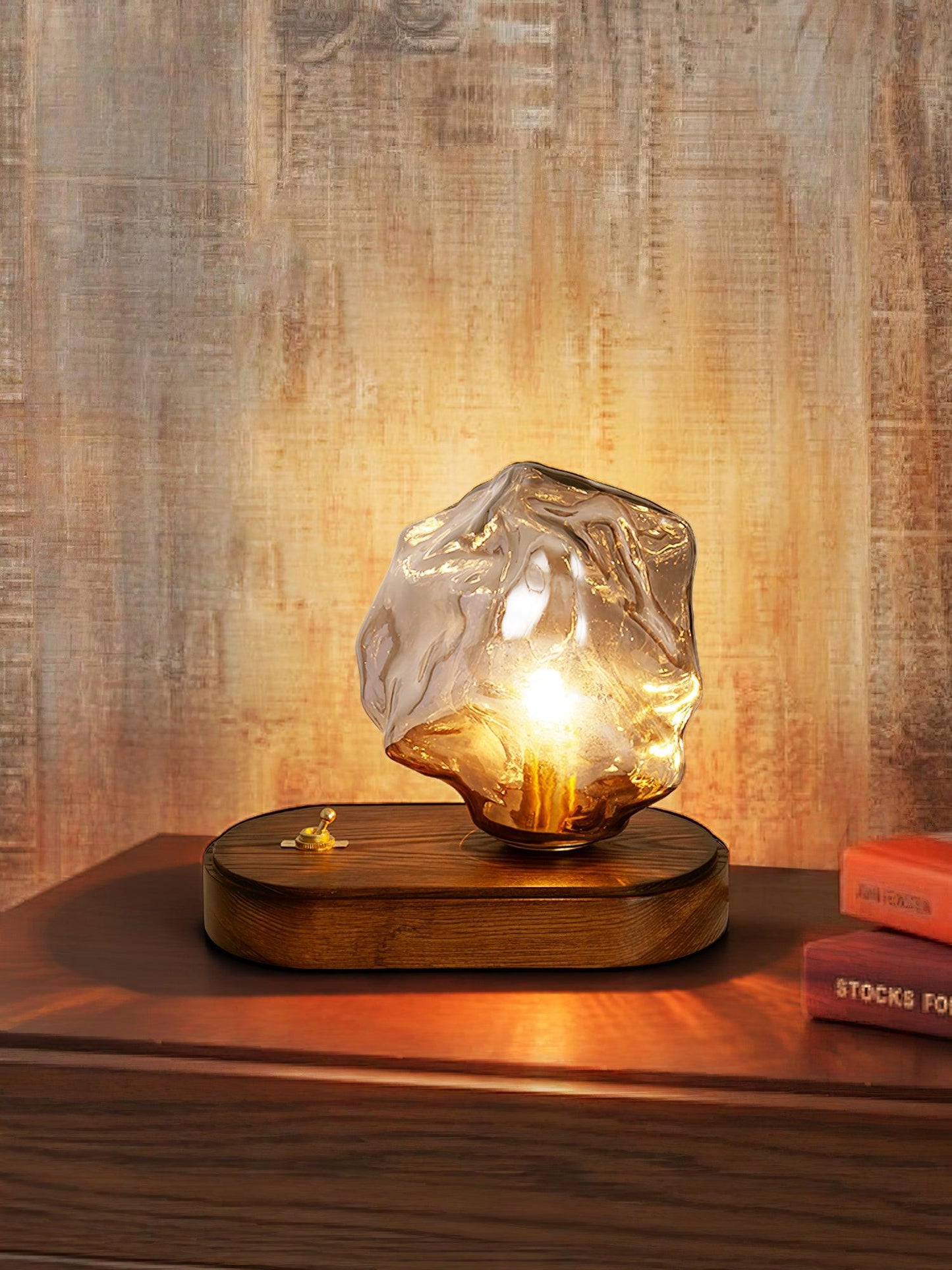 Norvo | Glass Block Table Lamp | Modern Design with Clear Glass | Ideal for Living Room & Bedroom Lighting