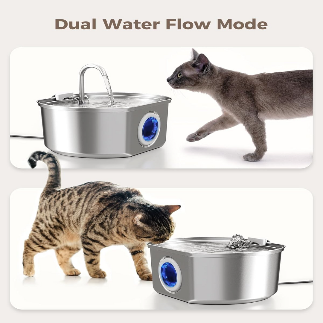Norvo | Felindra Katte Drikkefontene Laget av Rustfritt Stål | Strømmende Vann for Bedre Hydrering | Stille & Hygienisk | 2,5 L Kapasitet
