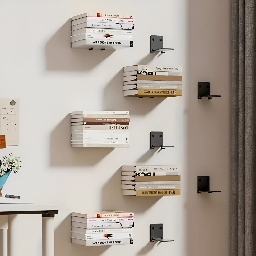 Norvo | Usynlige flytende bokhyller - Veggmonterte bokorganisatorer og stilige plassbesparende veggstativ