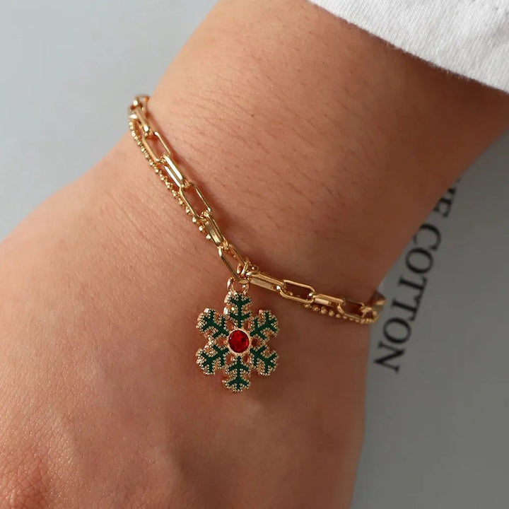Norvo | Justerbar, gullbelagt, festlig charm armbånd for julestemning